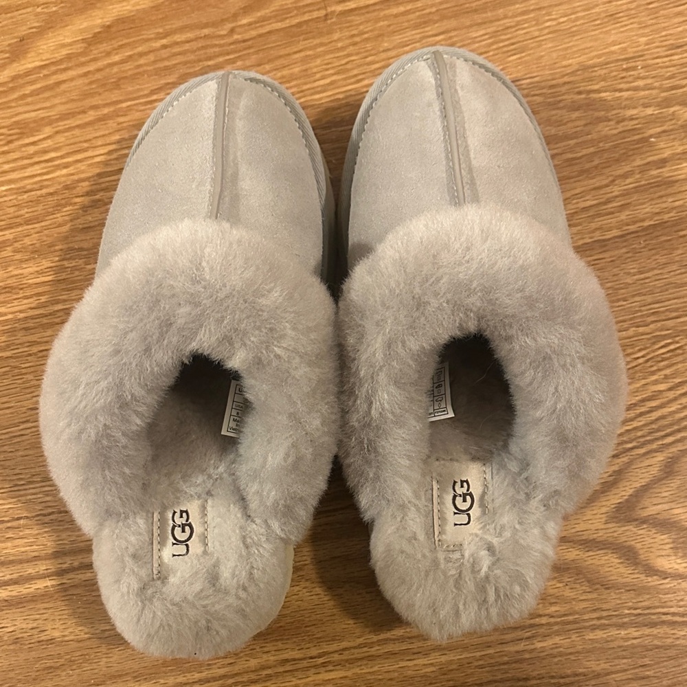 UGG Light Grey Shearling Mule Slippers